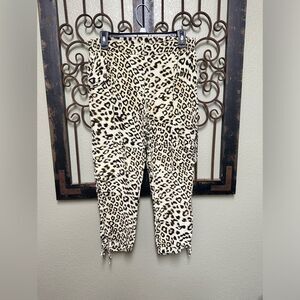 Charlotte Tarantola silk leopard print tie hem cropped pants